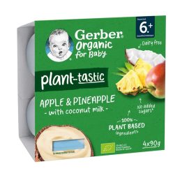   Gerber Organic kókusztej alapú alma-ananász poharas bébidesszert, 6 hónapos kortól (360 g)