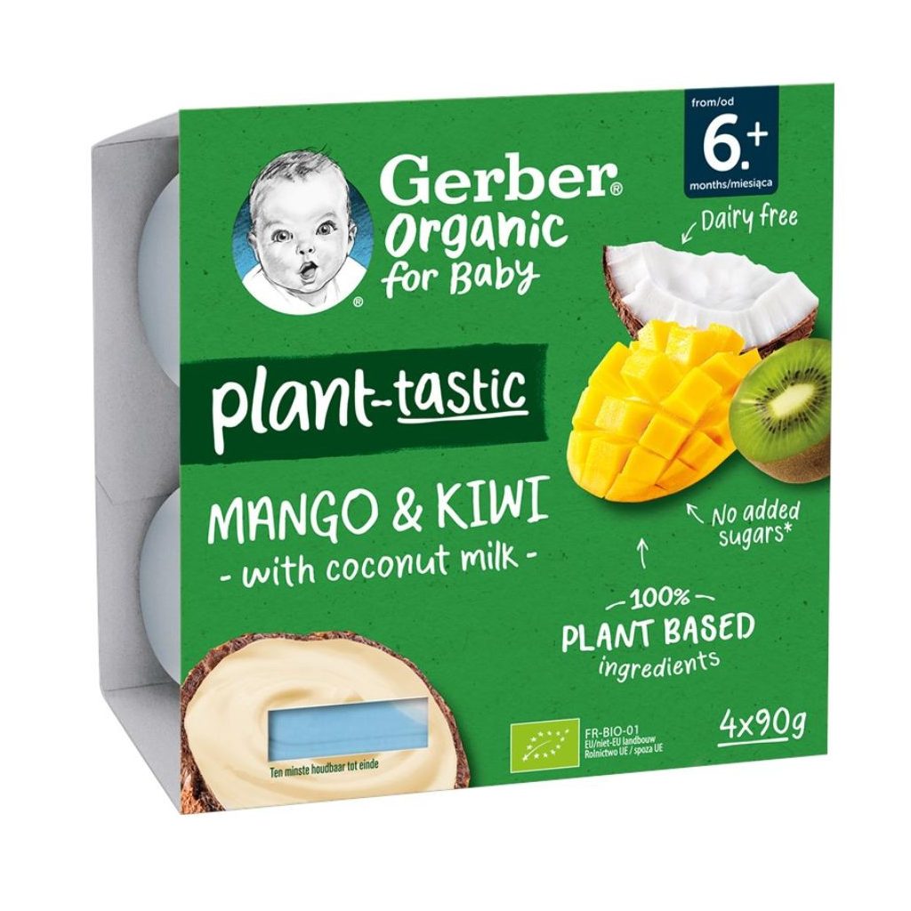 Gerber Organic kókusztej alapú mangó-kivi poharas bébidesszert, 6 hónapos kortól (360 g)