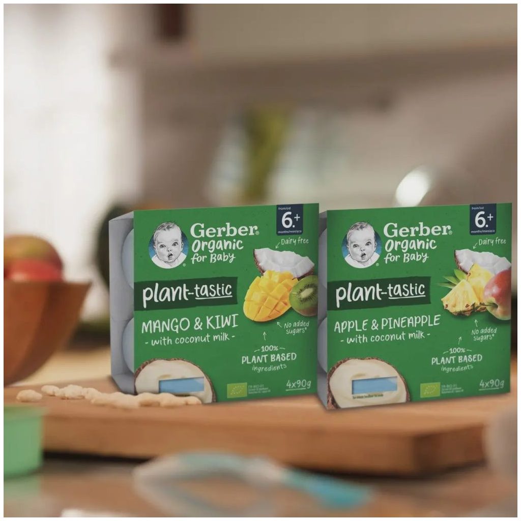 Gerber Organic kókusztej alapú mangó-kivi poharas bébidesszert, 6 hónapos kortól (360 g)