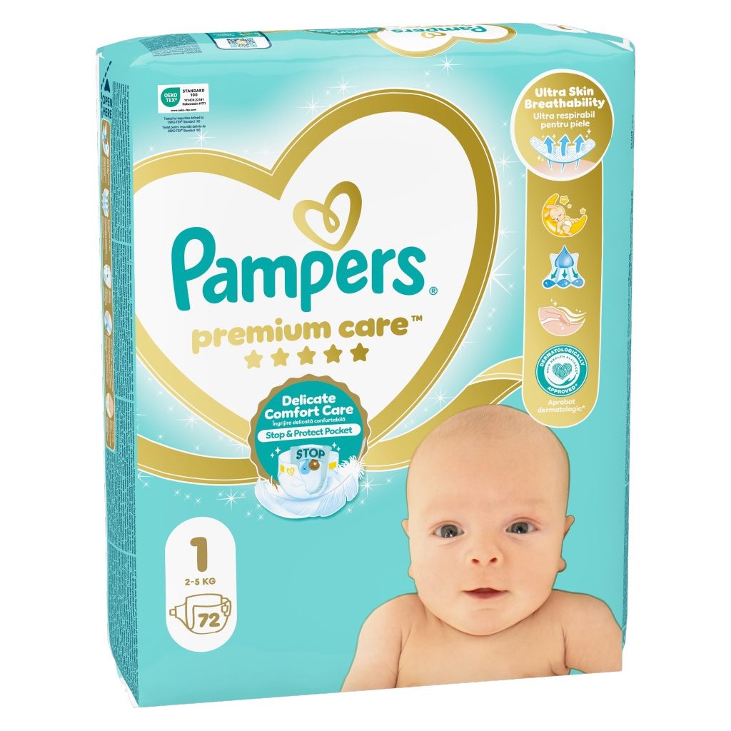 Pampers Premium Care pelenka, Újszülött 1, 2-5 kg, 72 db