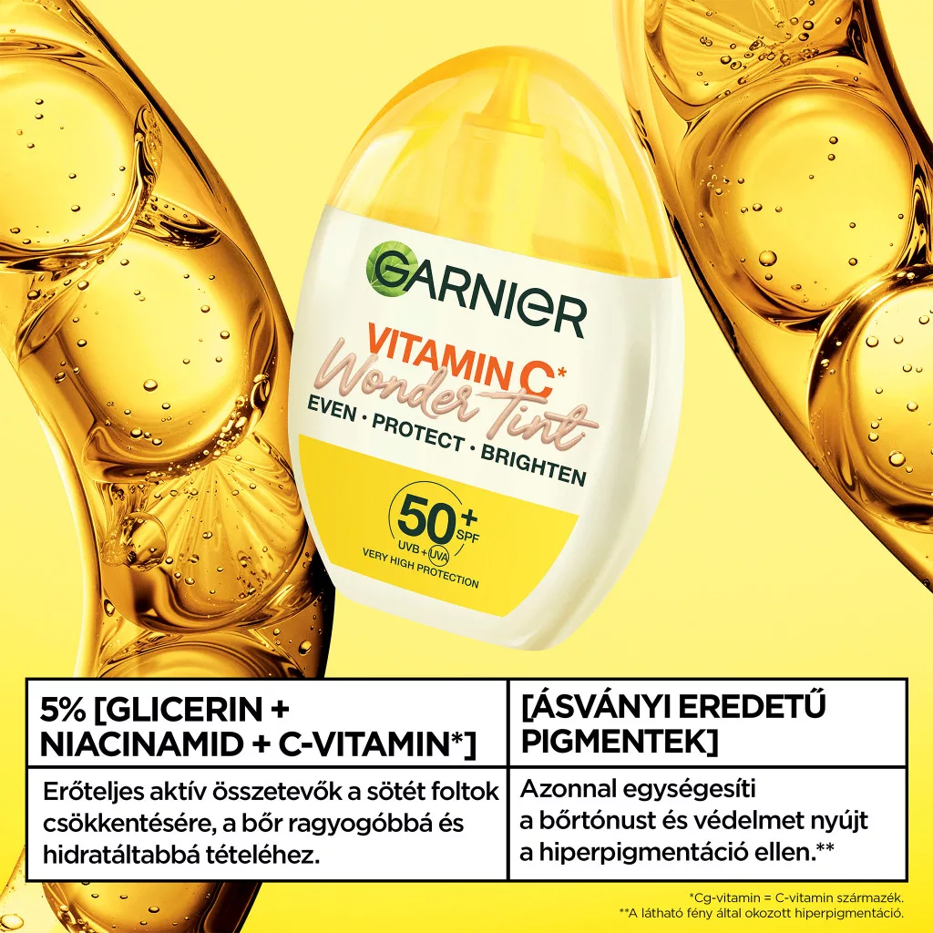 Garnier Wonder Tint színezett fluid C-vitaminnal SPF50+, világos (40 ml)