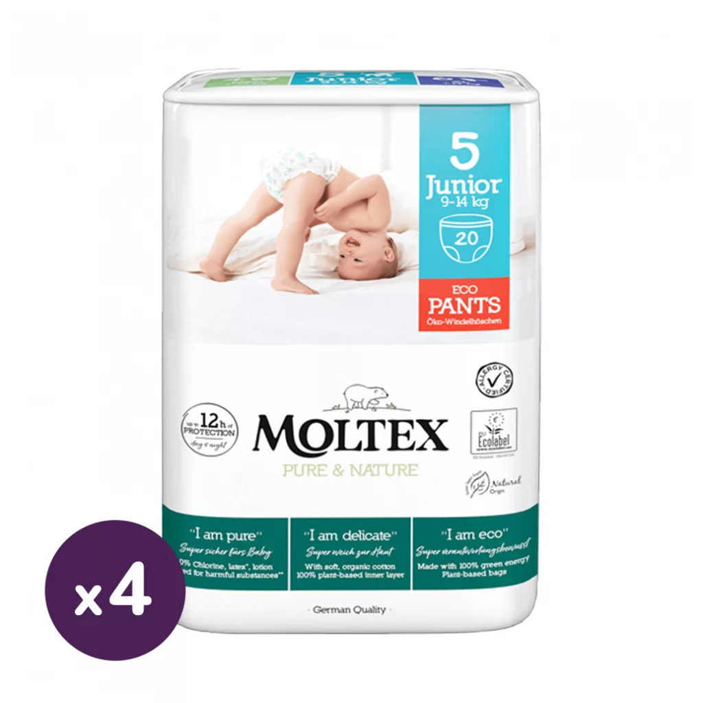 MOLTEX Pure&Nature öko bugyipelenka, Junior 5, 9-14 kg HAVI PELENKACSOMAG 80 db