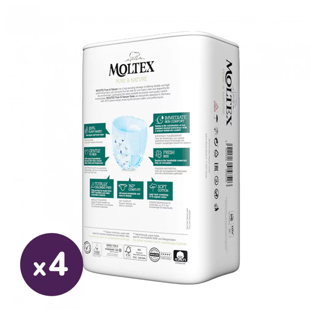 MOLTEX Pure&Nature öko bugyipelenka, XL 6, 14 kg+ HAVI PELENKACSOMAG 72 db