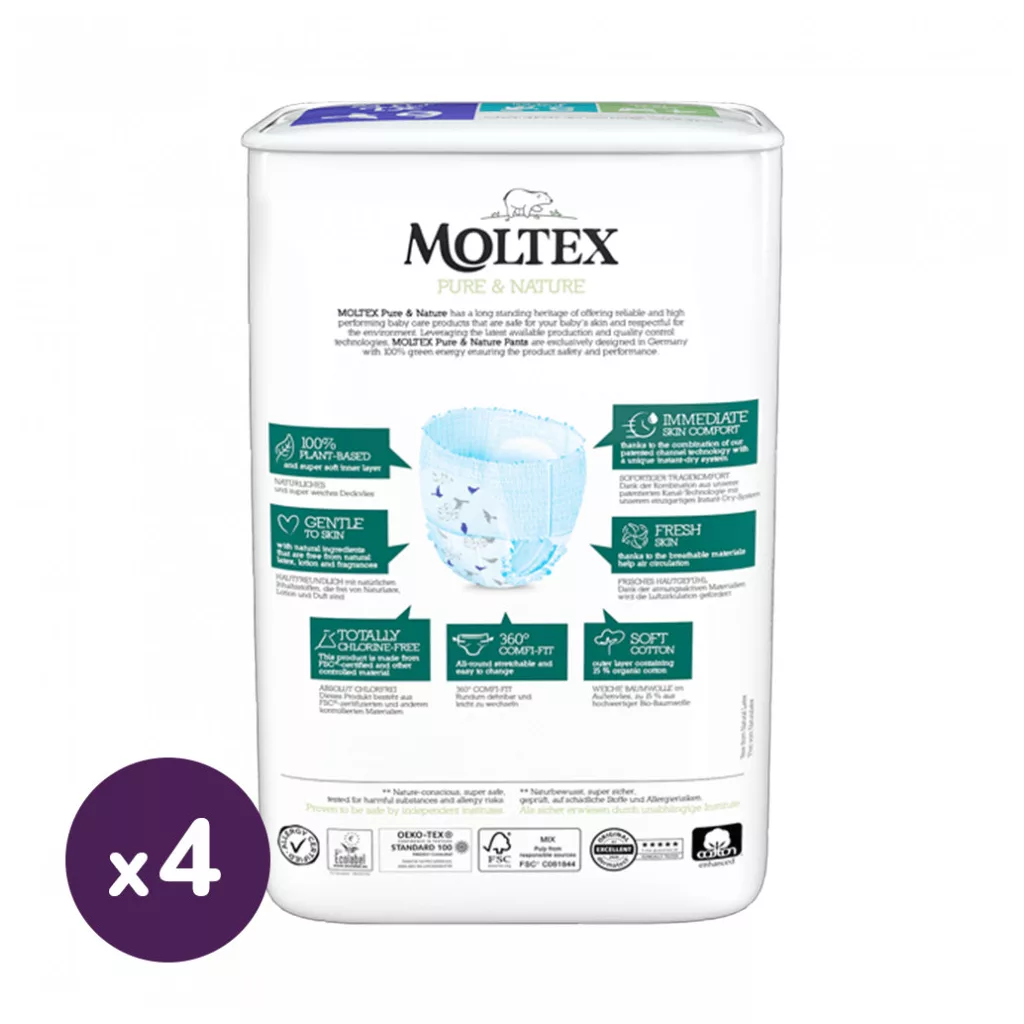 MOLTEX Pure&Nature öko bugyipelenka, XL 6, 14 kg+ HAVI PELENKACSOMAG 72 db