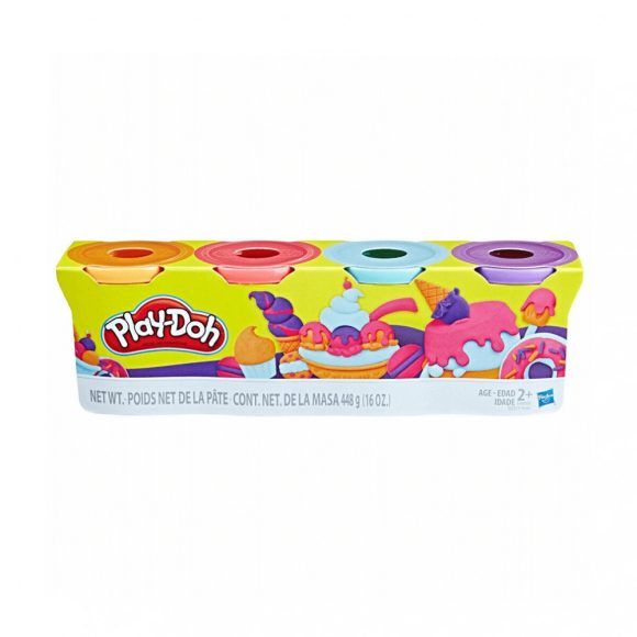 Play-Doh színes gyurmakészlet 4 tégely (narancs, pink, kék, lila)