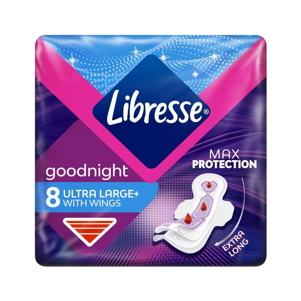 Libresse Ultra Large+ Goodnight szárnyas éjszakai egészségügyi betét (8 db)