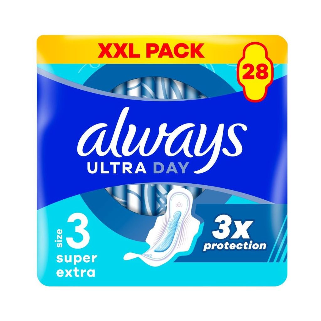 Always Ultra Super Extra egészségügyi szárnyas betét, 3-as méret (28 db)