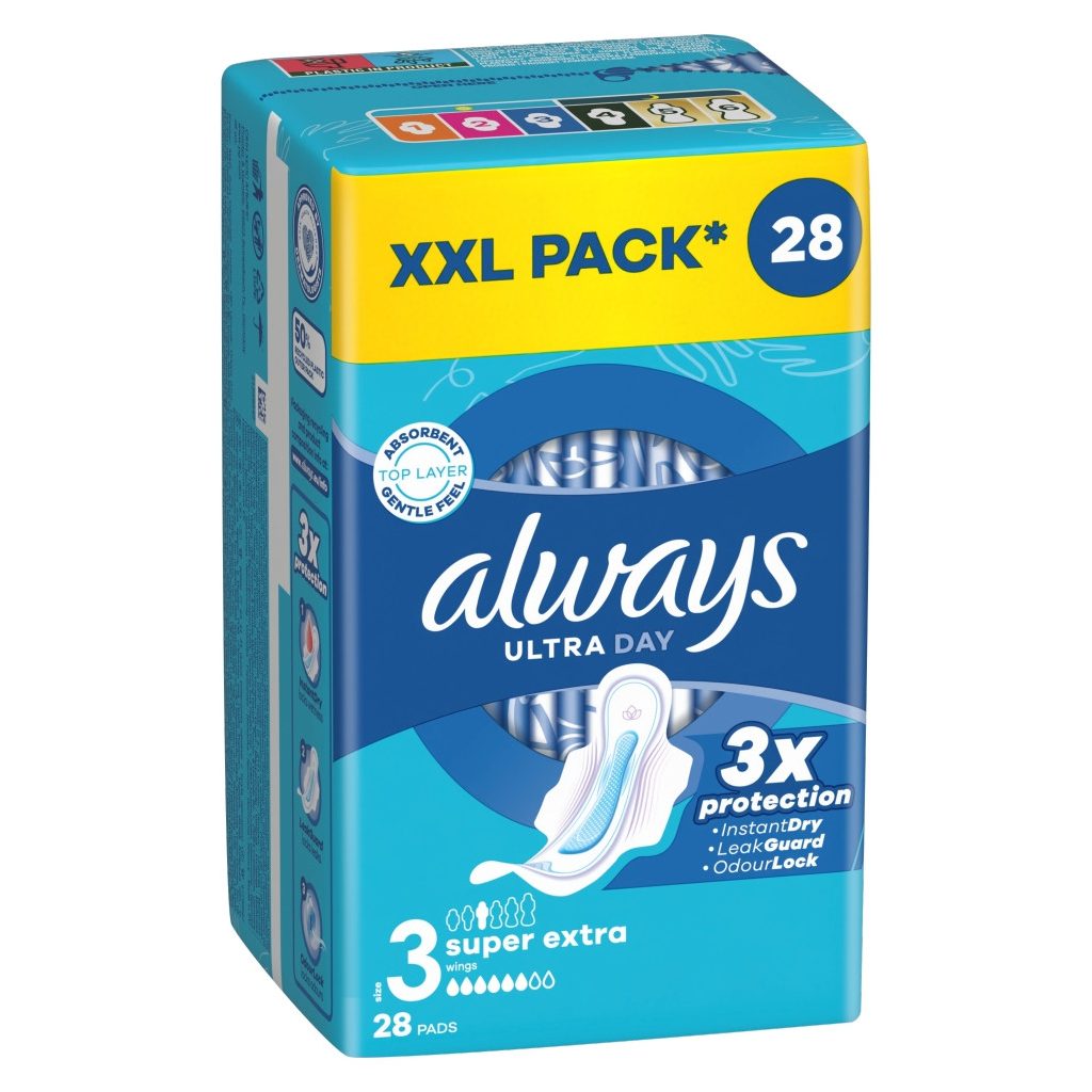 Always Ultra Super Extra egészségügyi szárnyas betét, 3-as méret (28 db)