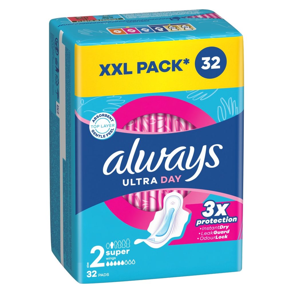 Always Ultra Day Super egészségügyi szárnyas betét, 2-es méret (32 db)