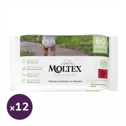 MOLTEX Pure&Nature öko lebomló nedves törlőkendő 12x60 db