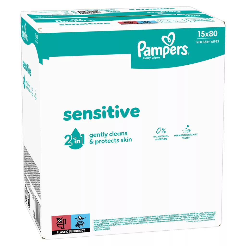 Pampers Sensitive nedves törlőkendő 15x80 db