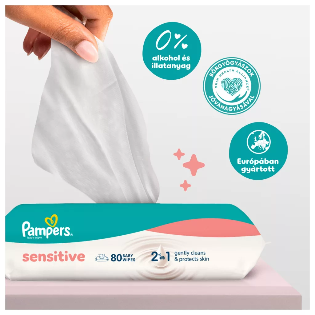 Pampers Sensitive nedves törlőkendő 15x80 db