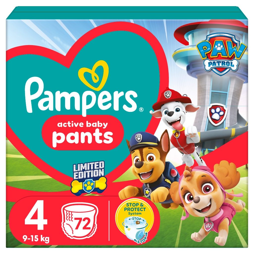Pampers Active Baby Pants Mancs Őrjárat bugyipelenka 4, 9-15 kg, 72 db