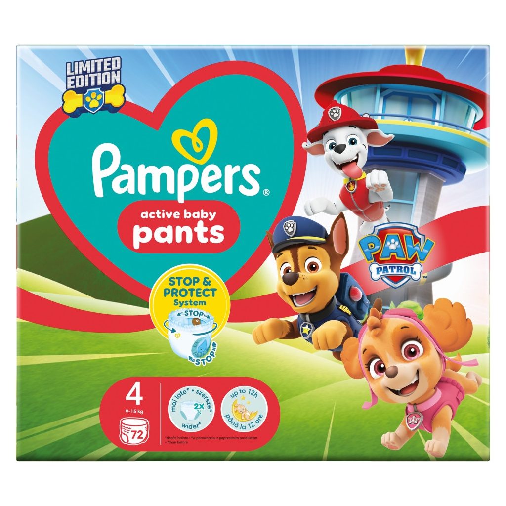 Pampers Active Baby Pants Mancs Őrjárat bugyipelenka 4, 9-15 kg, 72 db