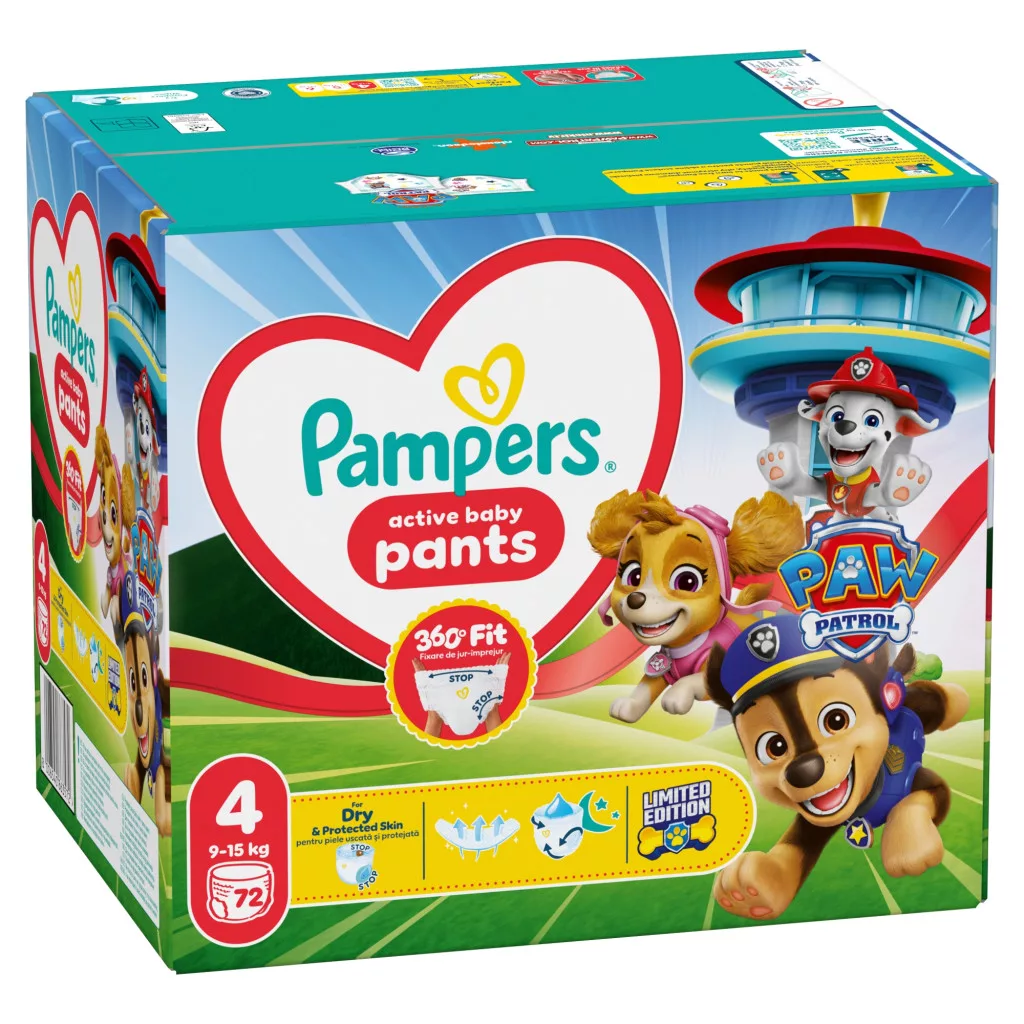 Pampers Active Baby Pants Mancs Őrjárat bugyipelenka 4, 9-15 kg, 72 db