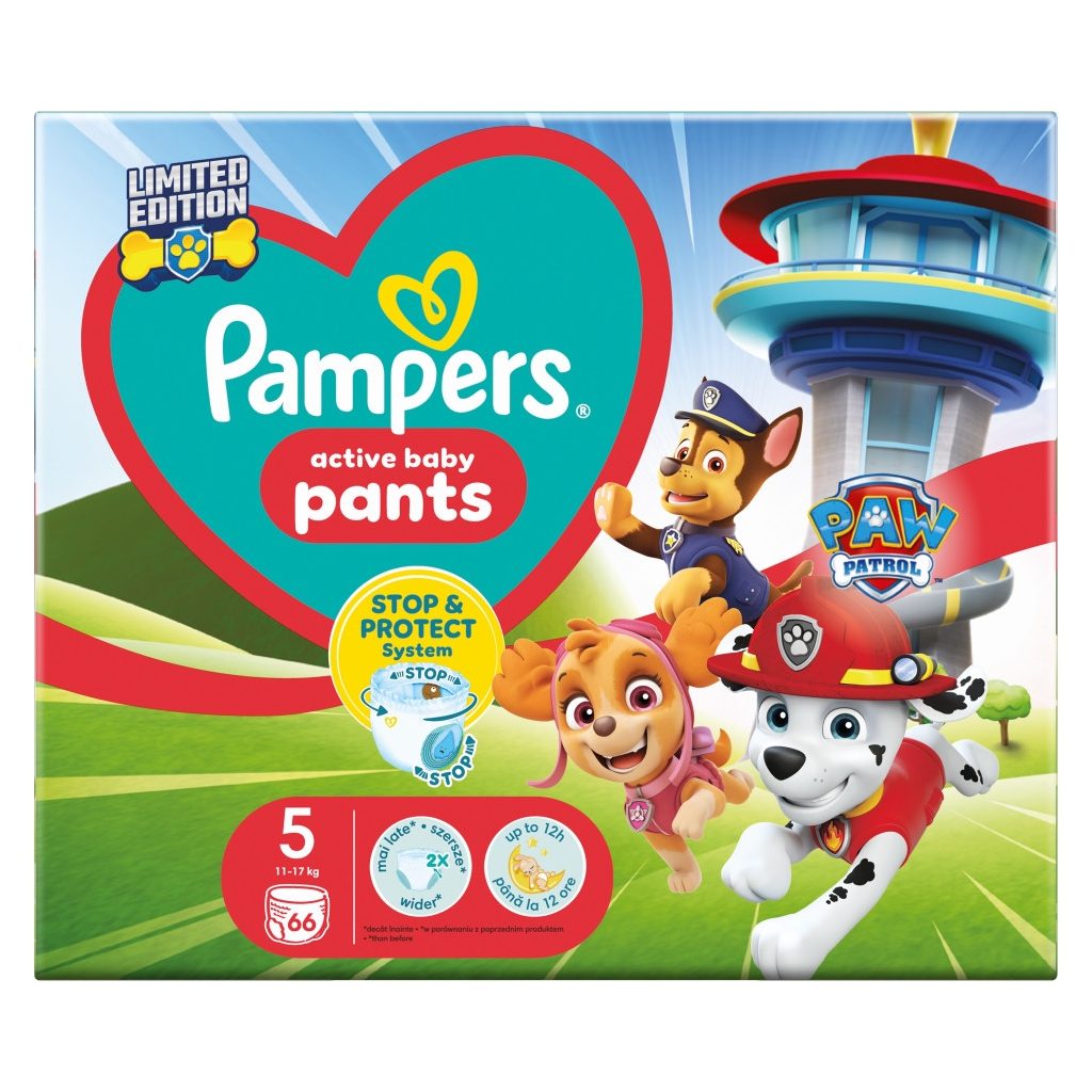 Pampers Active Baby Pants Mancs Őrjárat bugyipelenka 5, 11-17 kg, 66 db
