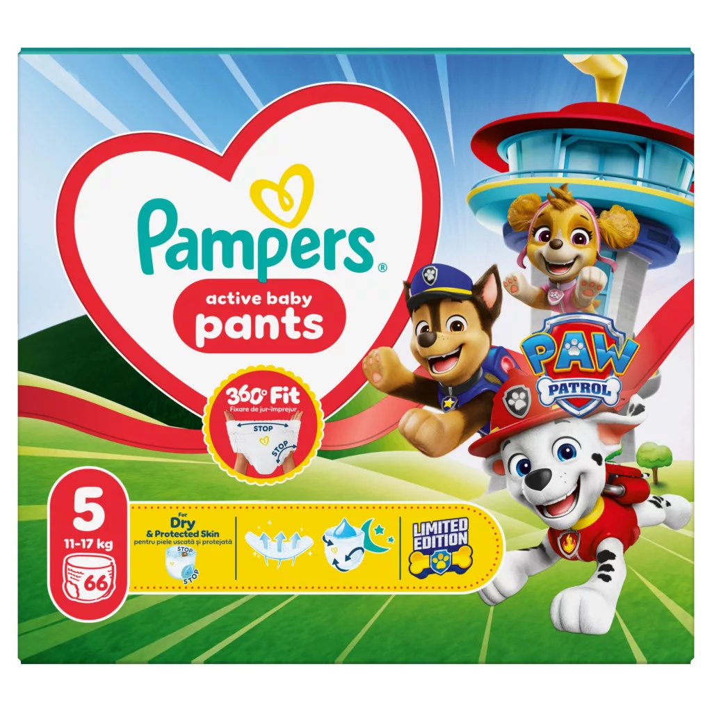 Pampers Active Baby Pants Mancs Őrjárat bugyipelenka 5, 11-17 kg, 66 db