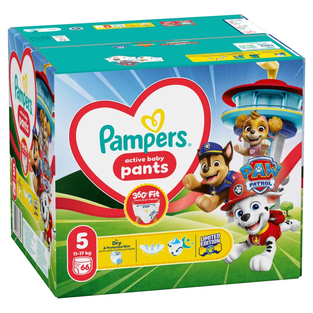 Pampers Active Baby Pants Mancs Őrjárat bugyipelenka 5, 11-17 kg, 66 db