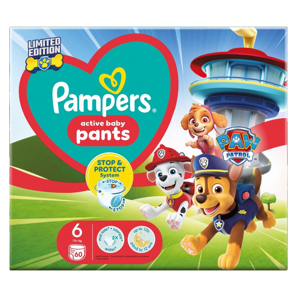 Pampers Active Baby Pants Mancs Őrjárat bugyipelenka 6, 13+ kg, 60 db