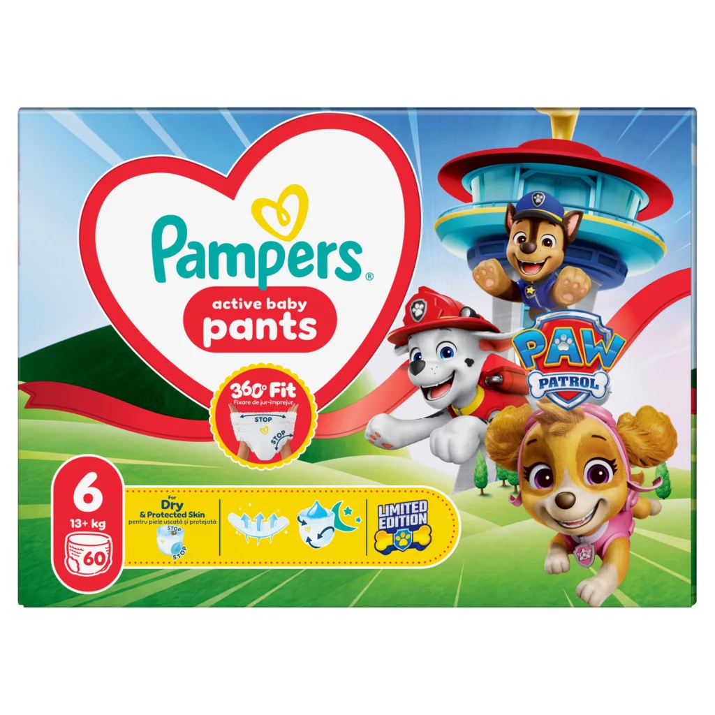 Pampers Active Baby Pants Mancs Őrjárat bugyipelenka 6, 13+ kg, 60 db