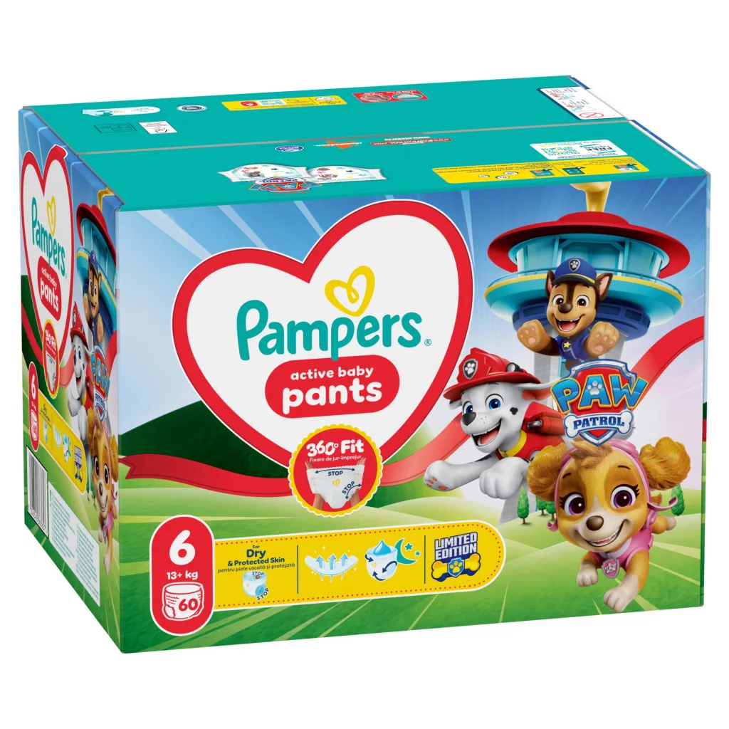 Pampers Active Baby Pants Mancs Őrjárat bugyipelenka 6, 13+ kg, 60 db