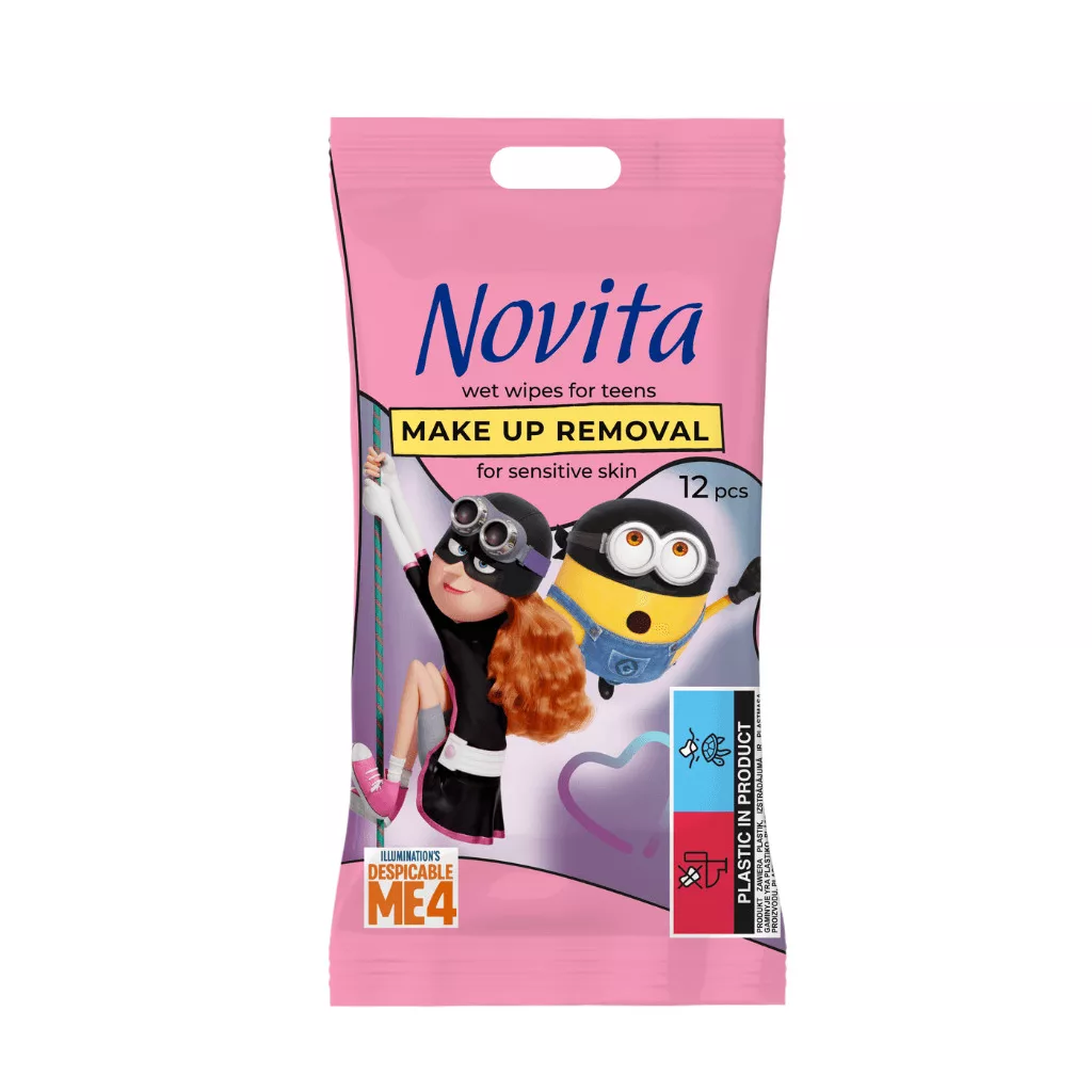 NOVITA Minions sminklemosó nedves törlőkendő (12 db)