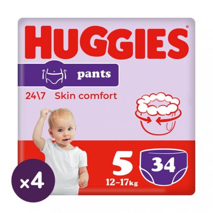 Huggies Pants bugyipelenka, Junior 5, 12-17 kg, HAVI PELENKACSOMAG 4x34 db