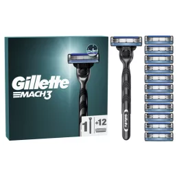   Gillette Mach3 Férfi Borotva 12 db Borotvabetéttel + AJÁNDÉK Kulacs