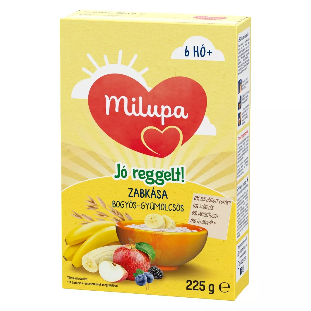 Milupa Jó reggelt!  Zabkása, bogyós-gyümölcsös 6 hó+ (225 g)