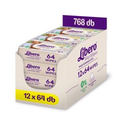   Libero parfümmentes nedves törlőkendő nyugtató repceolajjal 12x64 db