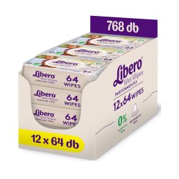   Libero parfümmentes nedves törlőkendő nyugtató repceolajjal 12x64 db
