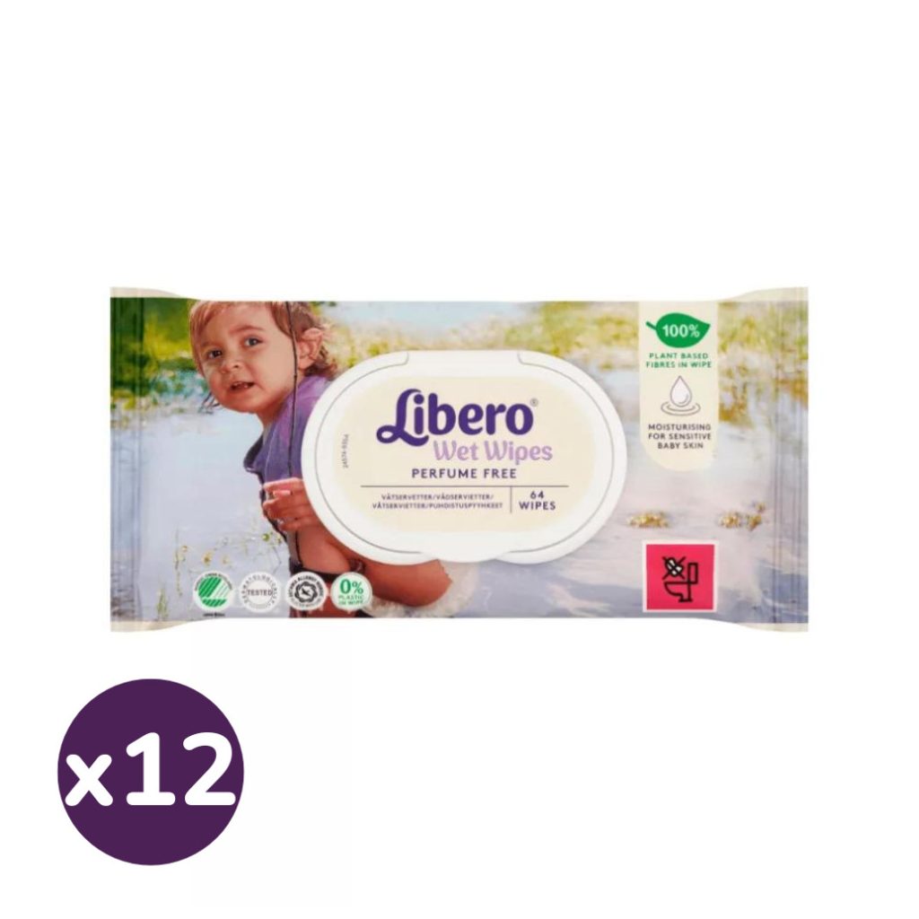 Libero parfümmentes nedves törlőkendő nyugtató repceolajjal 12x64 db
