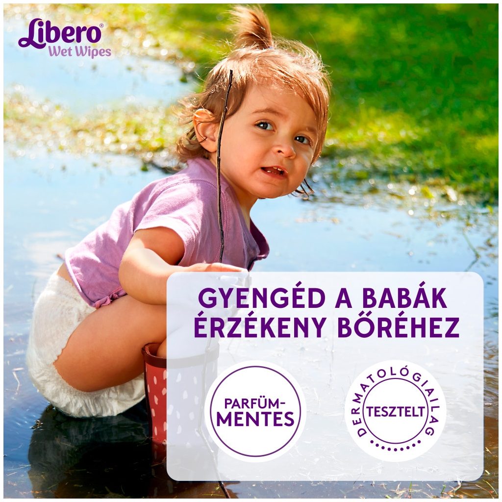 Libero parfümmentes nedves törlőkendő nyugtató repceolajjal 12x64 db