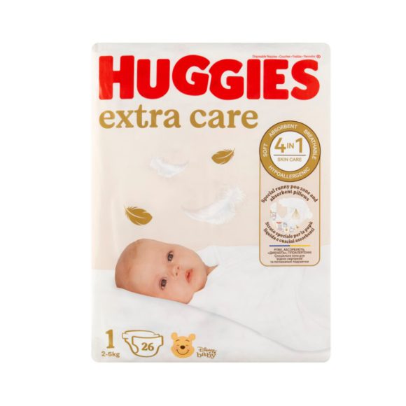 Huggies Extra Care újszülött pelenka 1, 2-5 kg, 26 db