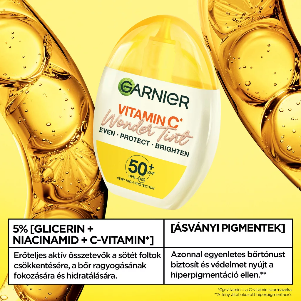 Garnier Wonder Tint színezett fluid C-vitaminnal SPF50+, közepes (40 ml)