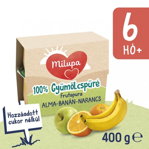 Milupa Frutapura alma-banán-narancs gyümölcspüré 6 hó+ (4x100 g)