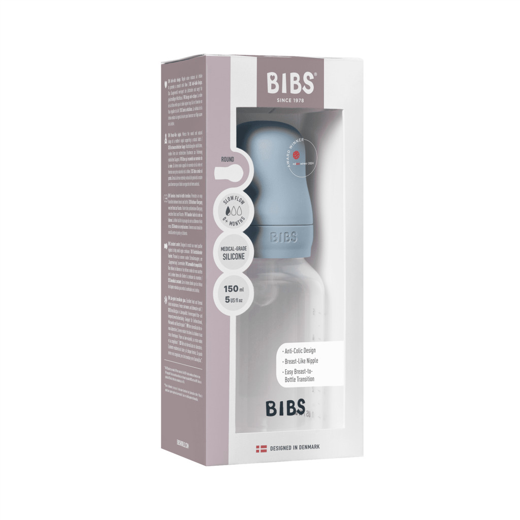 BIBS cumisüvegszett 150 ml - szilikon cumifejjel - pasztellkék