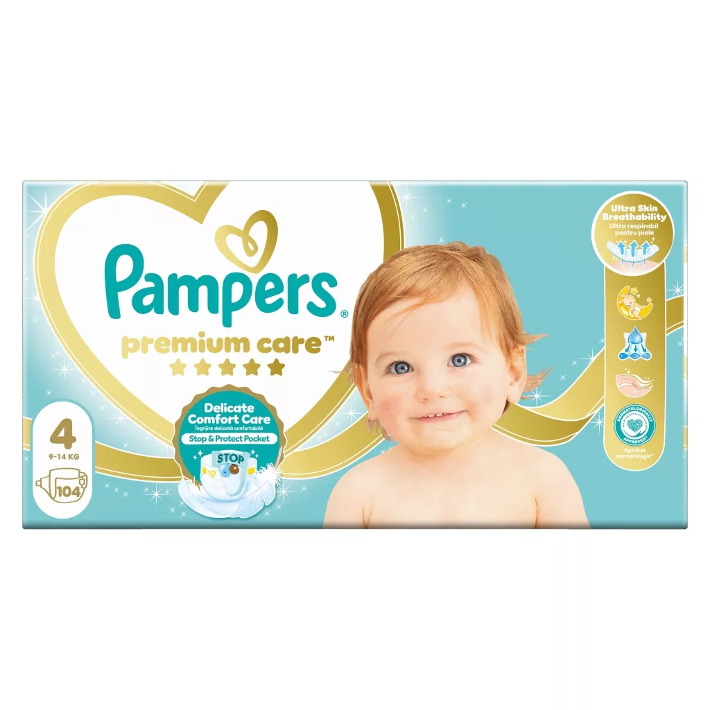 Pampers Premium Care pelenka, Maxi 4, 9-14 kg, 104 db