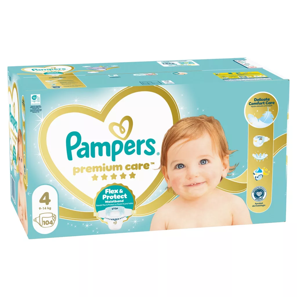 Pampers Premium Care pelenka, Maxi 4, 9-14 kg, 104 db