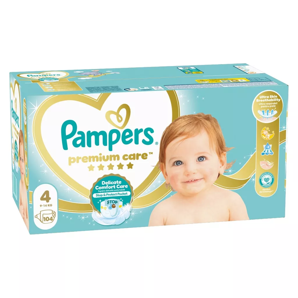 Pampers Premium Care pelenka, Maxi 4, 9-14 kg, 104 db