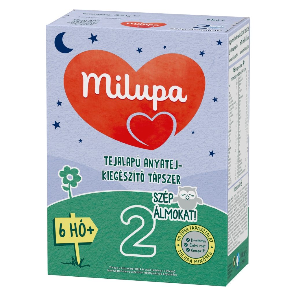 Milupa 2 Szép álmokat! tejalapú, anyatej-kiegészítő tápszer 6 hó+ (500 g)