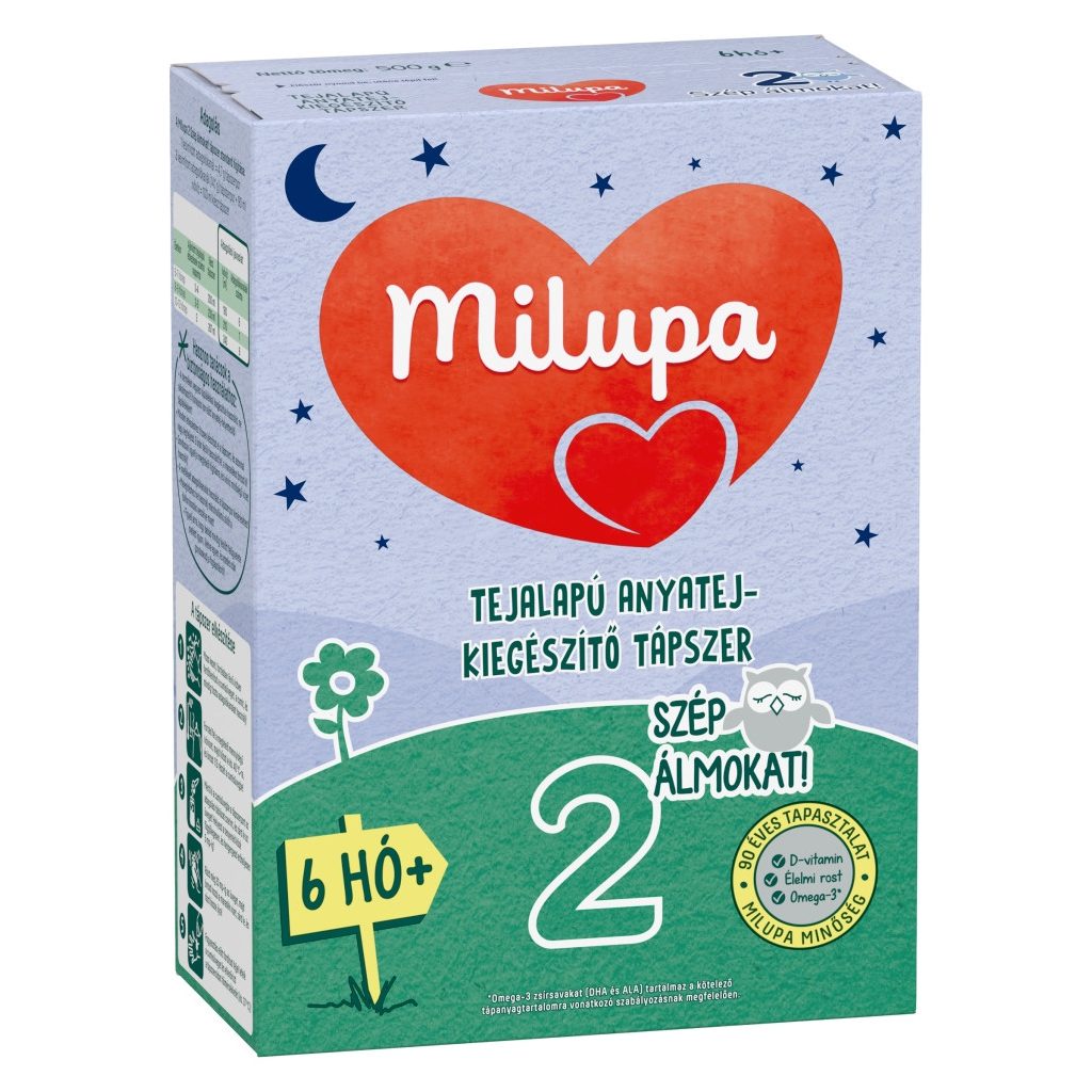 Milupa 2 Szép álmokat! tejalapú, anyatej-kiegészítő tápszer 6 hó+ (500 g)