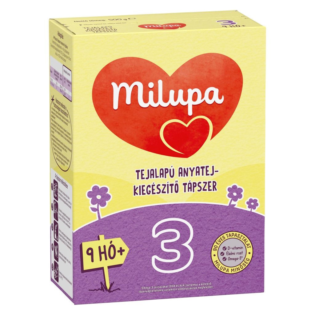 Milupa 3 tejalapú, anyatej-kiegészítő tápszer 9 hó+ (500 g)