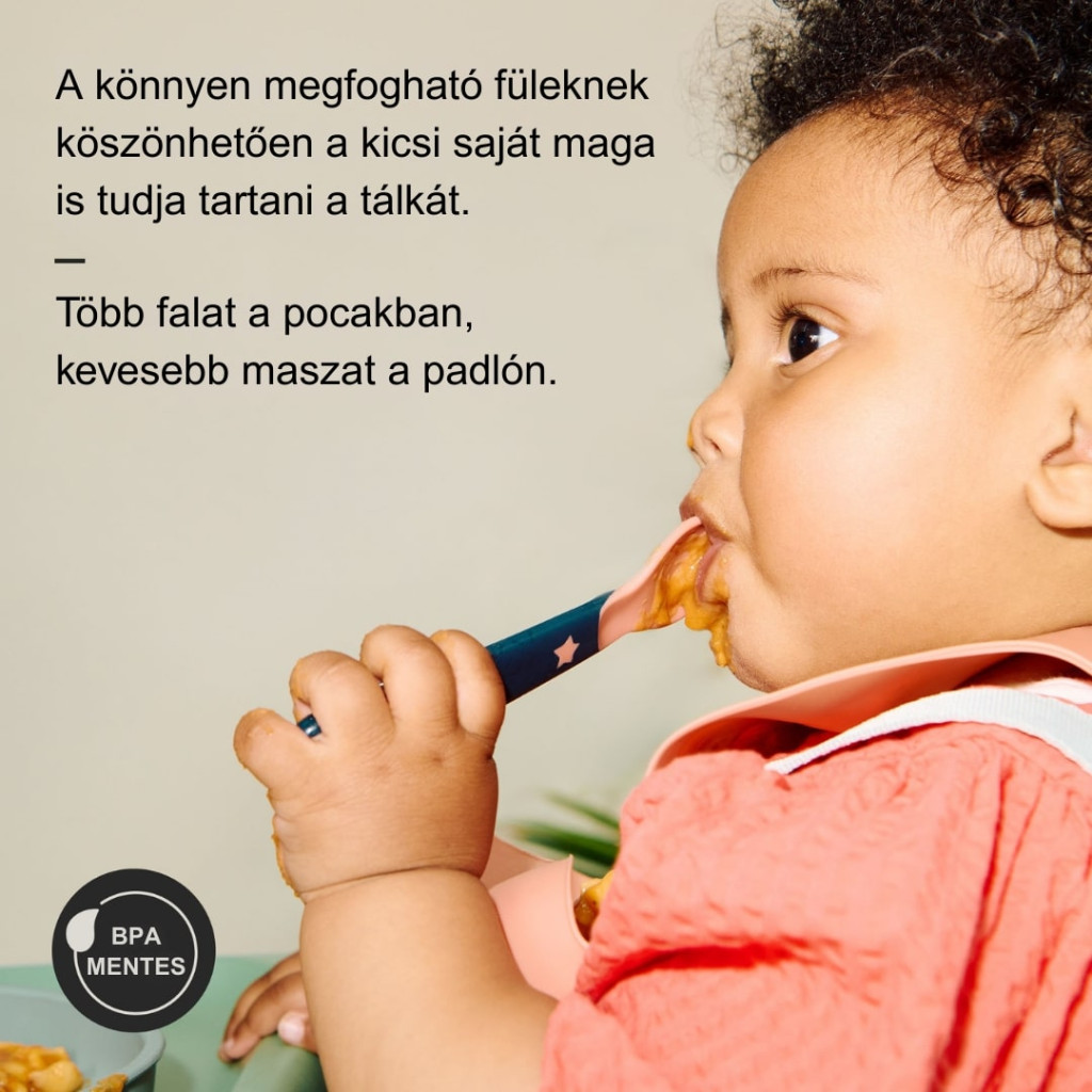 Tommee Tippee etetőtálka tetővel és kanállal 6 hó+ (narancs-szürke)