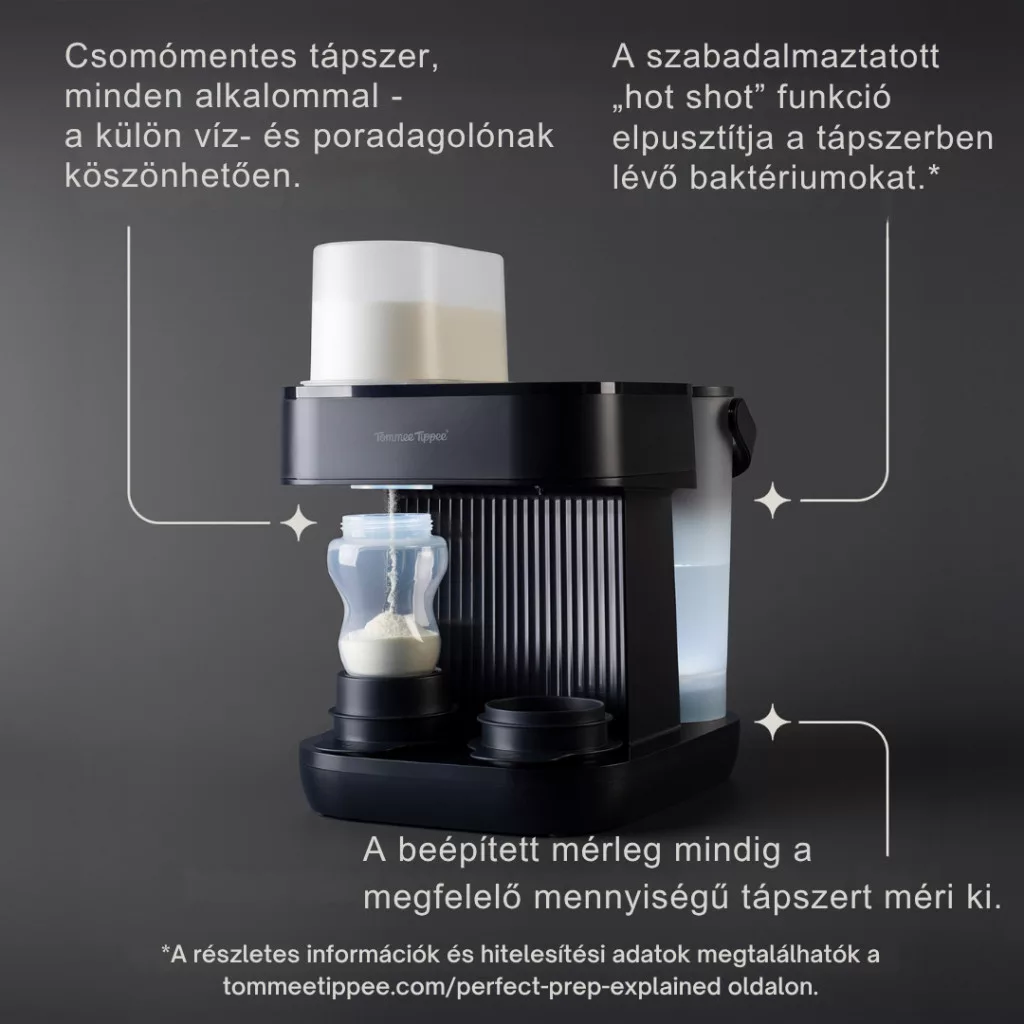Tommee Tippee Perfect Prep Pro tápszeradagolós tápszerkészítő gép fekete