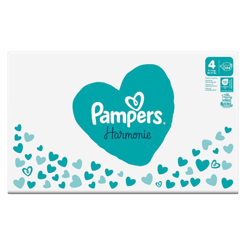 Pampers Harmonie pelenka 4, 9-14 kg, HAVI PELENKACSOMAG 174 db