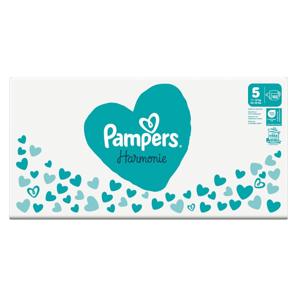Pampers Harmonie pelenka 5, 11-16 kg, HAVI PELENKACSOMAG 152 db