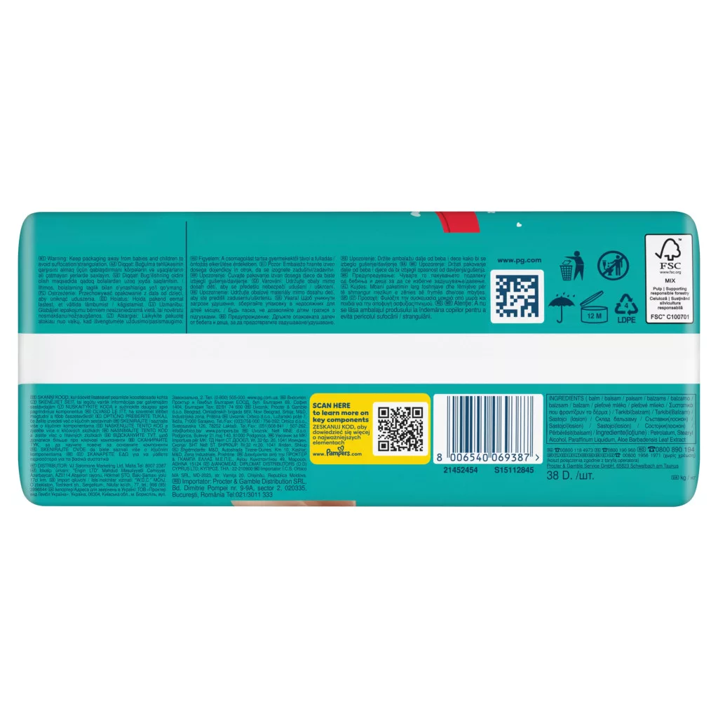 Pampers Active Baby Pants bugyipelenka 7, 15 kg+, 38 db