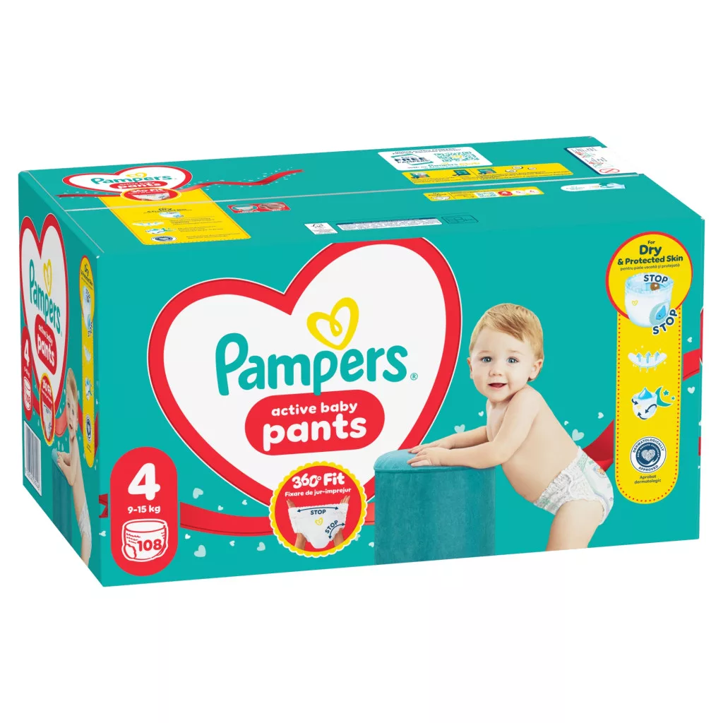 Pampers Active Baby Pants bugyipelenka 4, 9-15 kg, 108 db