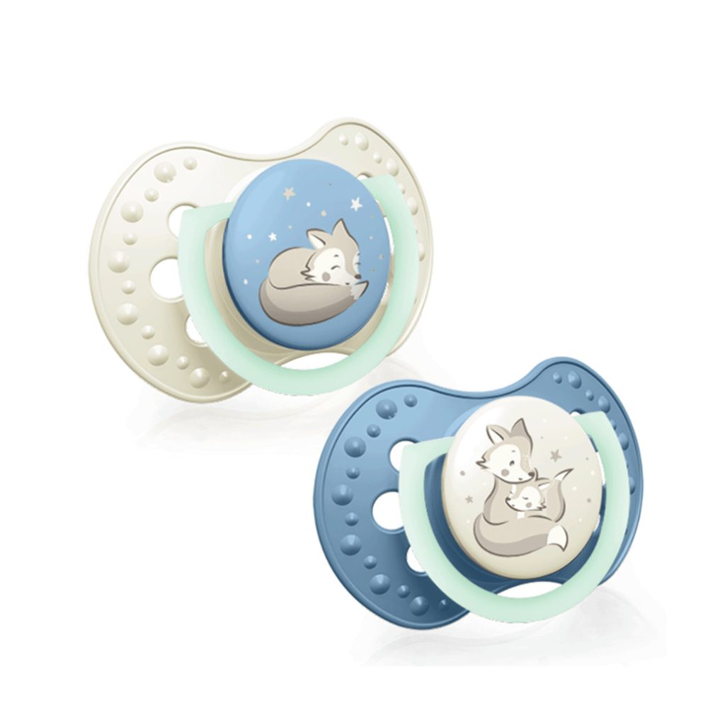 LOVI Dinamikus nyugtató cumi Night&Day 0-6 hó, 2 db (fiú)